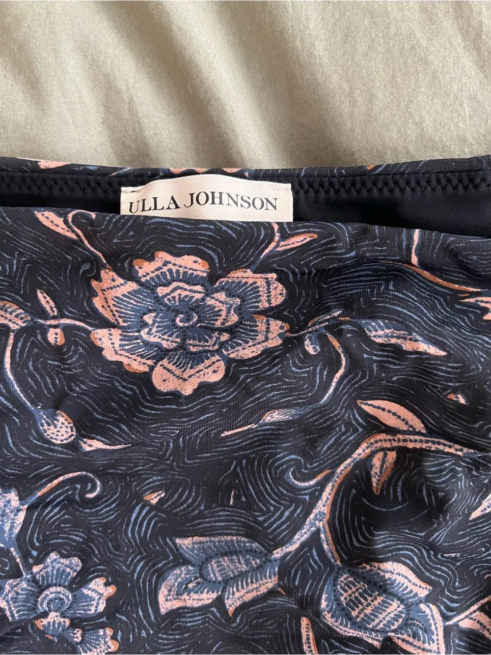 Ulla Johnson navy Bikini Bottoms with Pink Floral Print